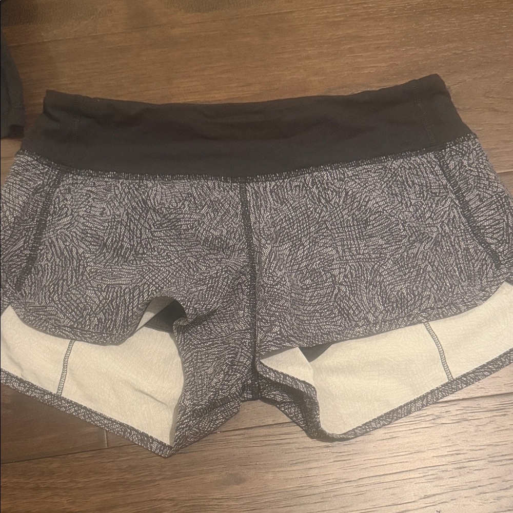 Women's Black and Gray Patterned Shorts